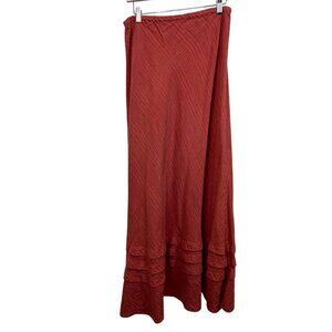 CP Shades Coral Striped Horizontal Pleats Maxi Skirt Size Large